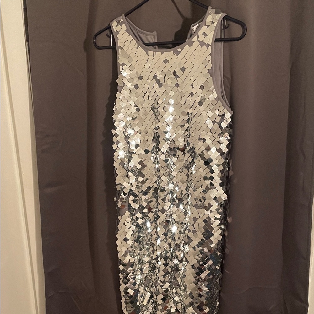 VENUS Shimmering Silver Sequin Mini Dress